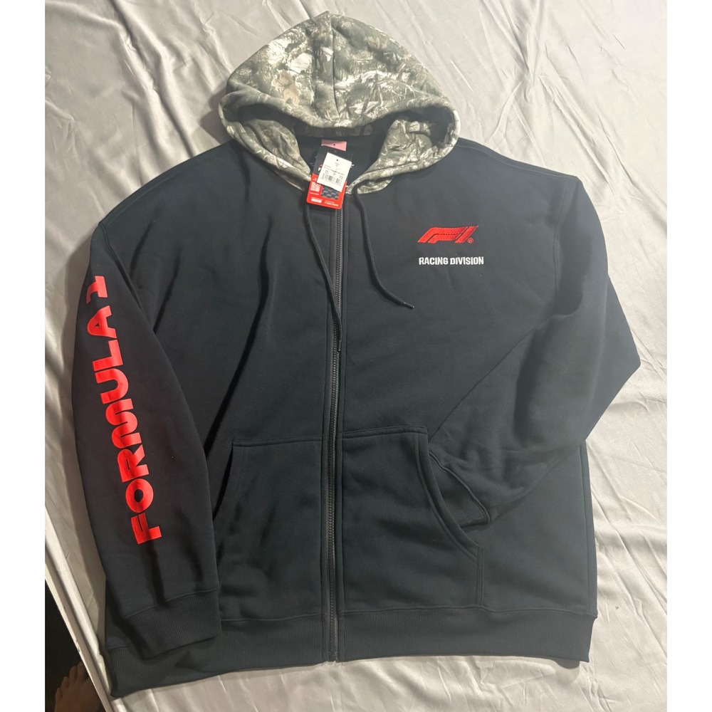 Formula 1 Racing Division Black Camo Zip Up Hoodie Womens 2X New F1 Sweatshirt